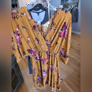 Mustard Floral Wrap Dress